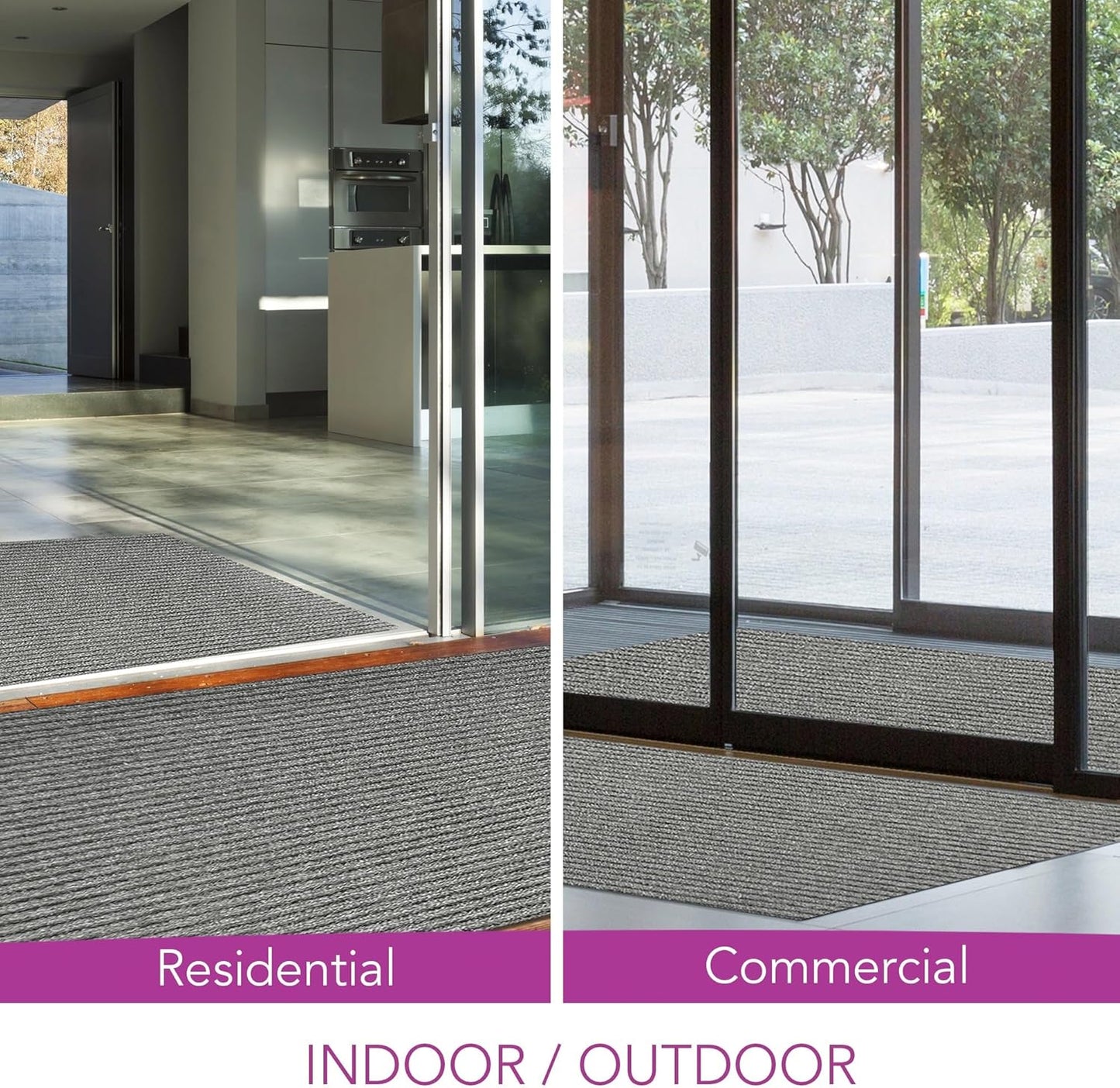 iCustomRug Spartan Weather Warrior Indoor/Outdoor Utility Ribbed Carpet Runner with Non-Slip Thermoplastic Rubber Backing, 3ft X 14ft in Grey