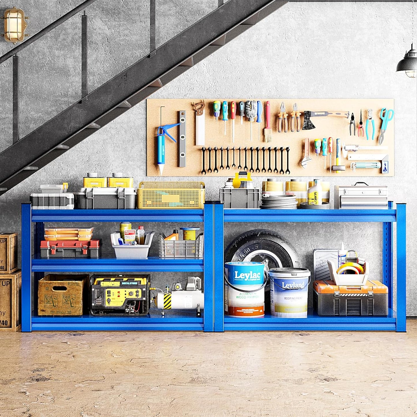 Garage Shelving Heavy Duty，Large Loads Adjustable Garage Storage Shelves, Metal Storage Racks and Shelving Units, Utility Rack Shelves,48”W x 18”D x 39”H,Blue