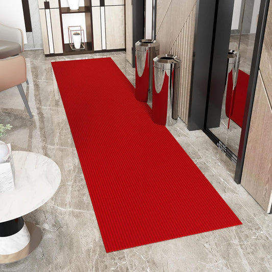 Ottomanson 2' x 20' Hallway Runner with Scraper Pile - Extra Durable Non-Slip Rug Mat for Indoor & Outdoor Use - Ideal for Kitchen, Entryway, Patio & Garage - High-Traffic Carpet, Red