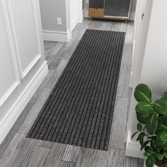 Ottomanson 2'7" x 6' Hallway Runner with Scraper Pile - Extra Durable Non-Slip Rug Mat for Indoor & Outdoor Use - Ideal for Kitchen, Entryway & Garage - High-Traffic Carpet, Black