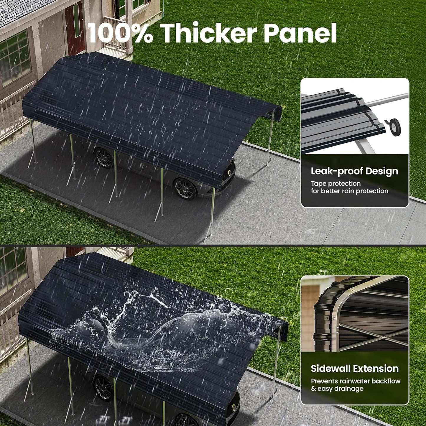 Heavy Duty Metal Carport – Sturdy Structure, All-Weather Protection, Easy Assembly for Cars, Trucks, Boats, Tractors, and Outdoor Storage (Gray, 12X20 FT)