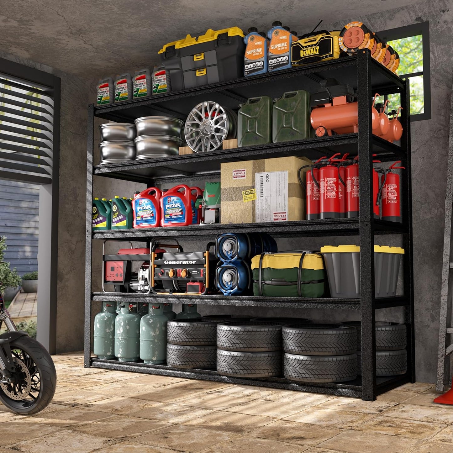 MUPATER 72" H x 48" W x 18" D Metal Storage Shelves, 5 Tier Shelves and Adjustable Shelves, Garage Shelving Unit, Standing Utility Shelf Racks for Garage Warehouse Kitchen