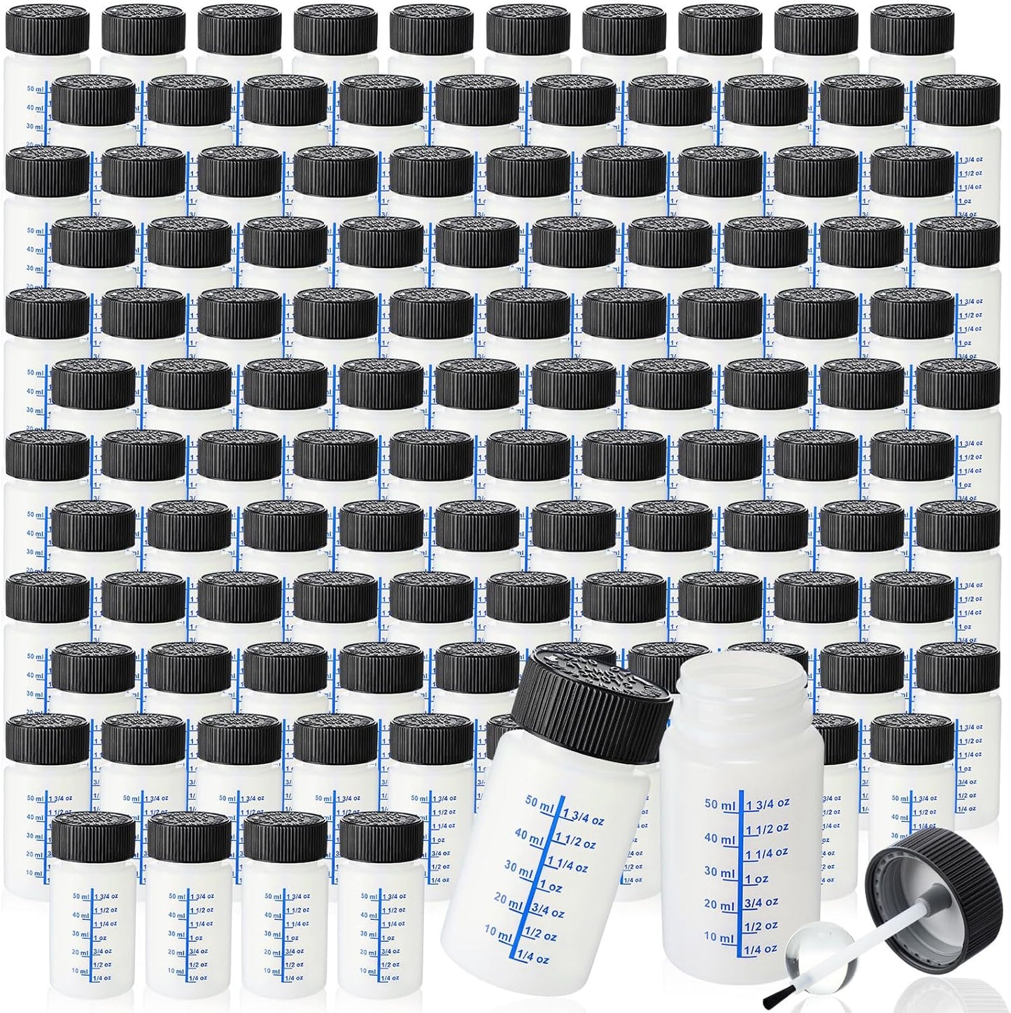 Mumufy 120 Pcs Touch up Paint Bottles with Brush and Lid Empty Touch up Bottle with Mixing Balls 2 oz Fluid Capacity Leftover Paint Container for Car Scratches Repair (Black,Blue)