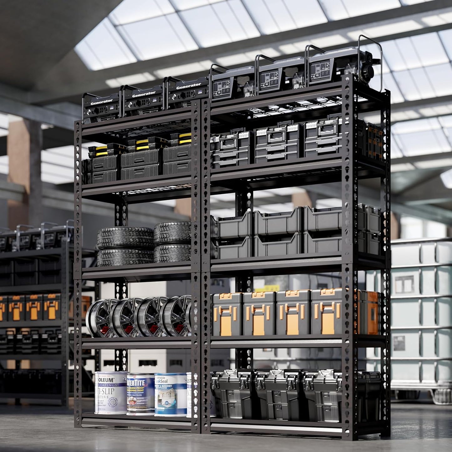 5 Tire Storage Shelving Heavy Duty Garage Shelves 2000LBS Load Bearing, Full Metal Shelving Units, Durable Construction, Adjustable Shelves, Easy Assembly, 28''W x 12''D x 60''H (60*28*12)