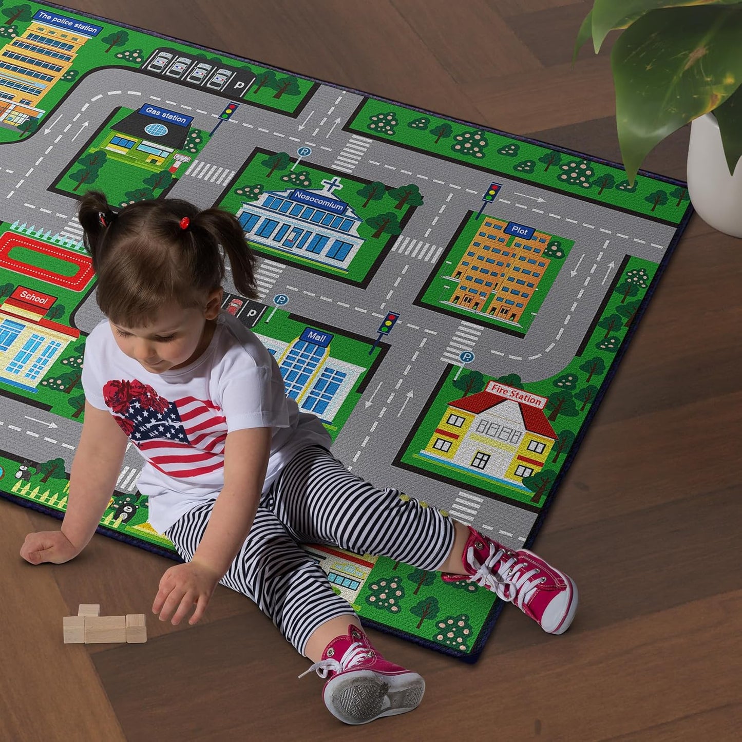Fun Car Play Area Carpet Car Mat 2x3 Play Rug for Playroom Town City Road Map for Boys Bedroom Non-Slip Washable
