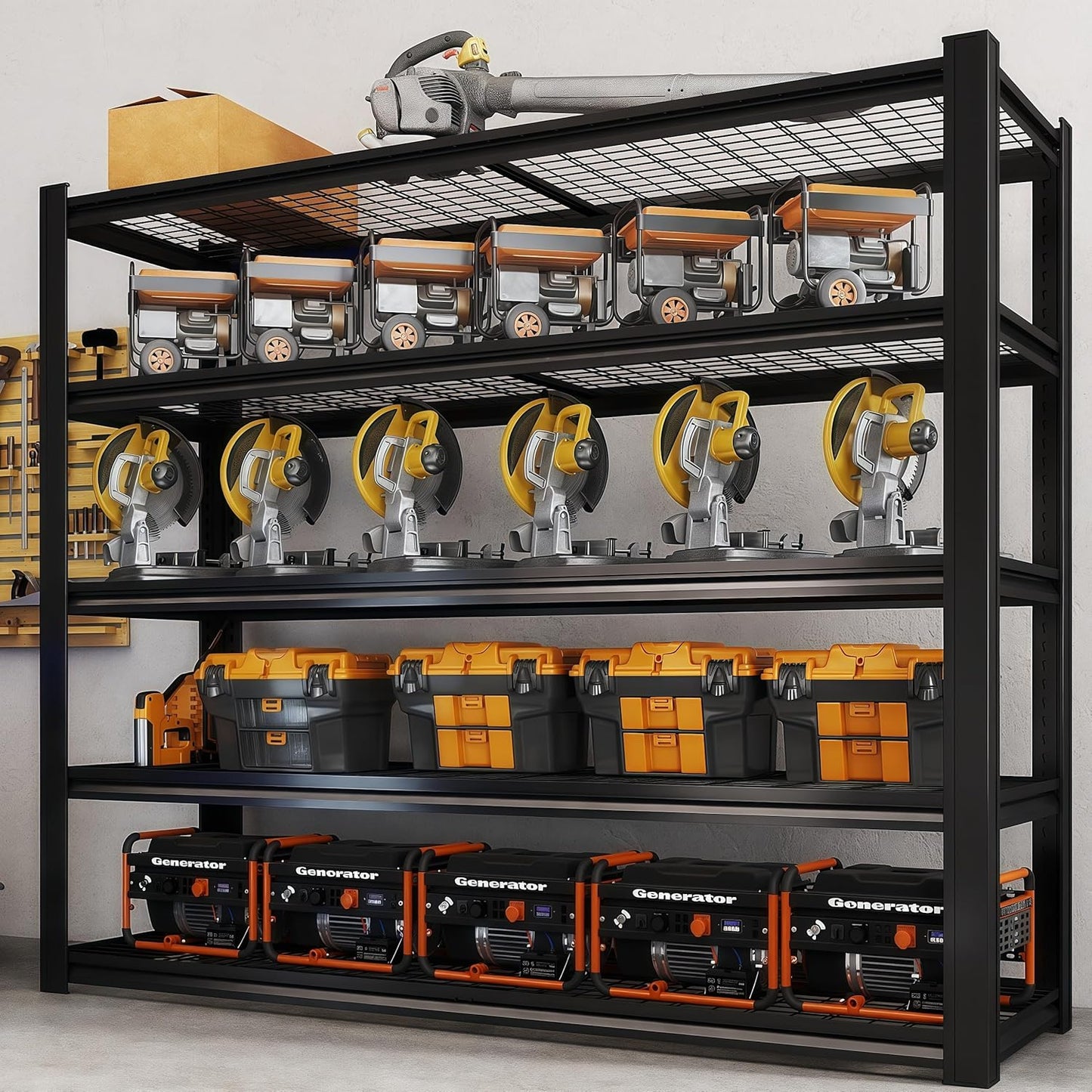 62" W x 24" D x 72" H Garage Shelving Heavy Duty Metal Shelving 3500LBS Storage Shelves Adjustable Metal Shelves for Storage Industrial Garage Shelves for Warehouse Basement (5T 72*62*24)