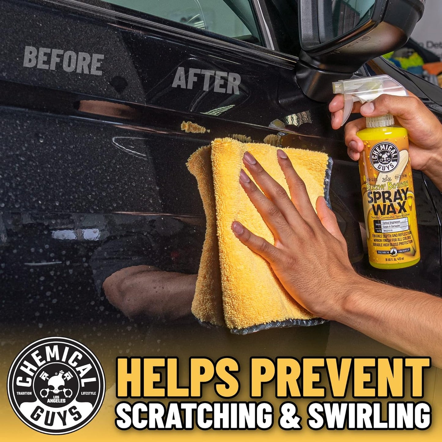 Chemical Guys ‎MIC721 Miracle Dryer Microfiber Drying Towel, (Great for Cars, Trucks, SUVs, RVs, Motorcycles & More), Yellow (36" x 25")