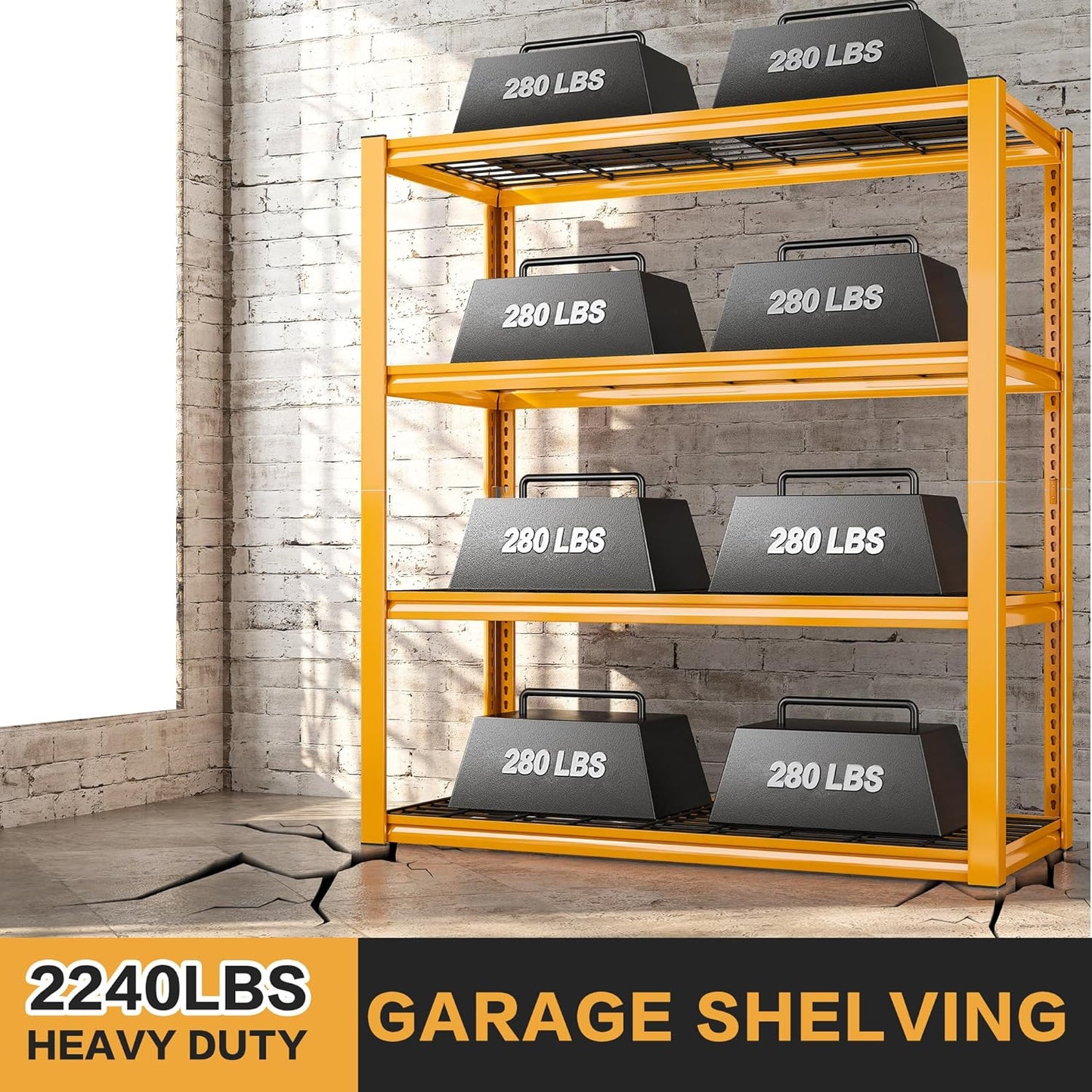 REIBII 40" W Garage Shelving 2240 LBS Storage Shelves Heavy Duty Metal Shelving 4 Tier Metal Shelves for Storage Adjustable Garage Shelf for Pantry Basement Warehouse 40" W × 19.5" D × 59.5" H
