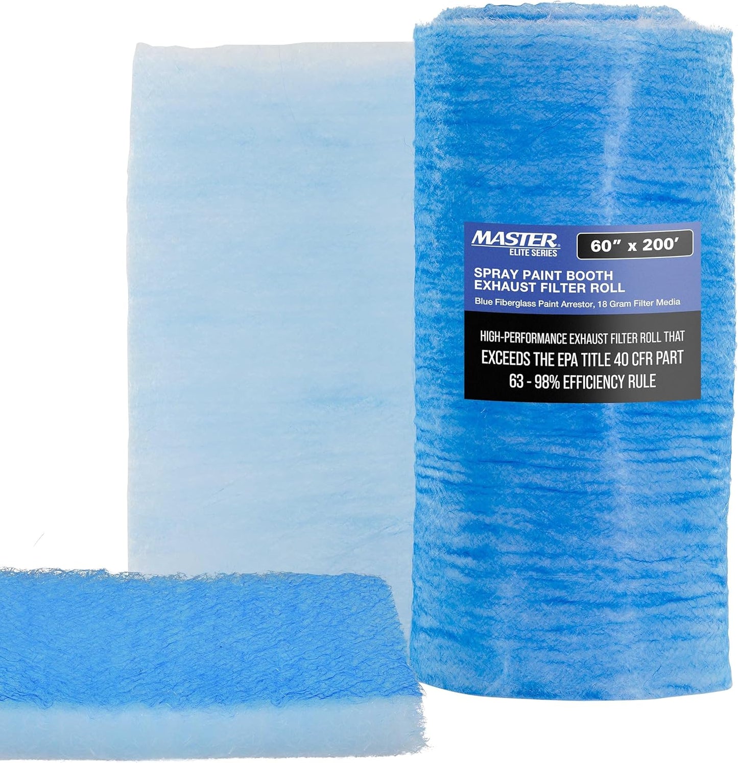 Master Airbrush Elite Paint Spray Booth Exhaust Filter Roll 60" x 200' - 18 Gram Heavy-Duty Fiberglass Paint Arrestor for Filtering Overspray Particles in Auto Body Shops & Refinish Booths