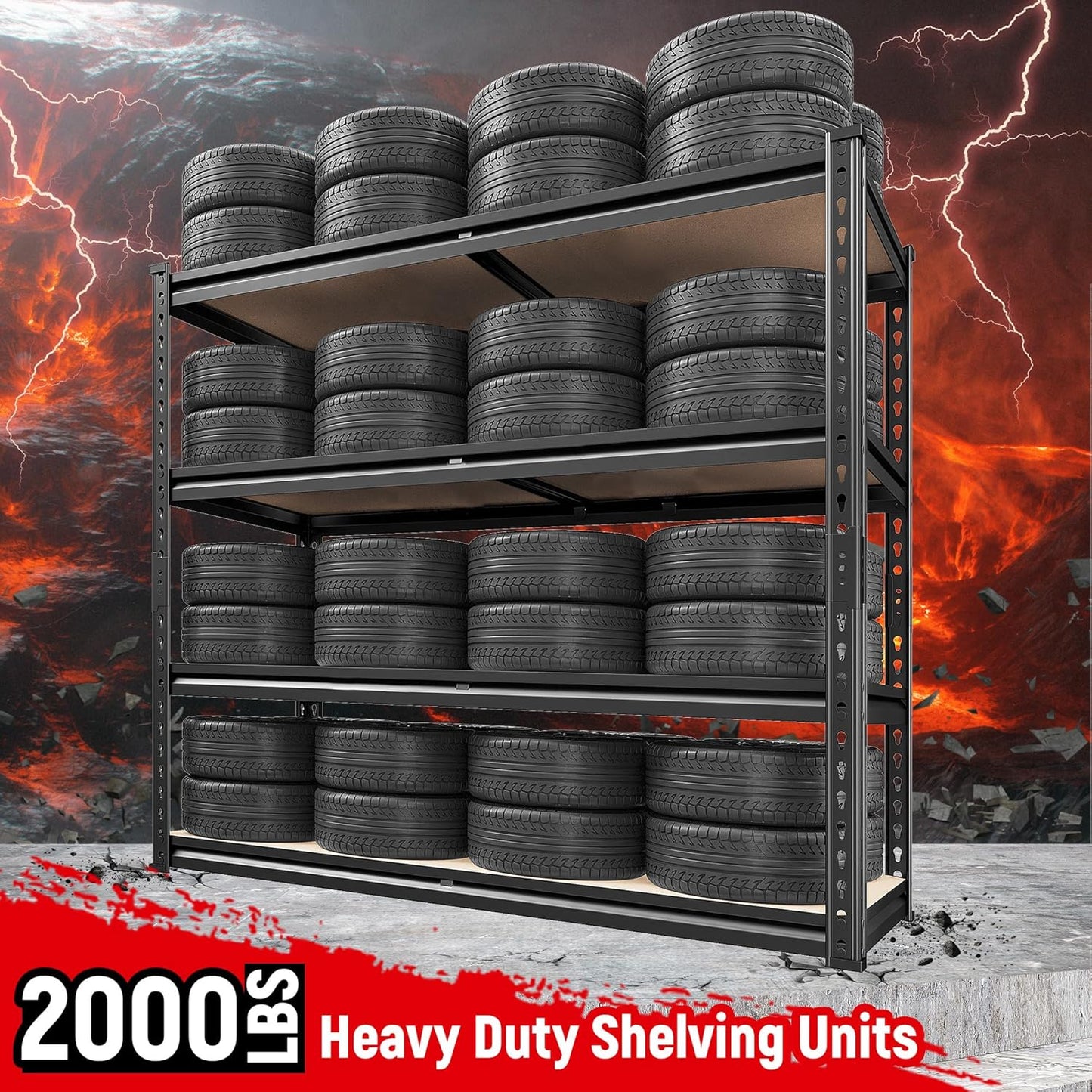 REIBII 40" W Garage Shelving 2000LBS Storage Shelves Adjustable Metal Shelving 4 Tier Metal Shelves Pantry Shelf for Closet Basement Kitchen 40" W x 19.7''D x 60''H