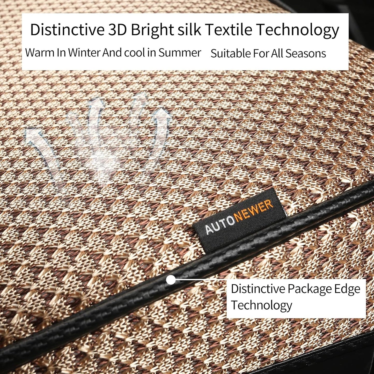 Auto Newer Breathable Universal Four Seasons Car Seat Covers，Luxury Car Seat Cushion ，Protectors for Front Seat Bottoms,Compatible with 95% Vehicles， Fit for Cars Truck SUV (Gold Beige,1PCS)