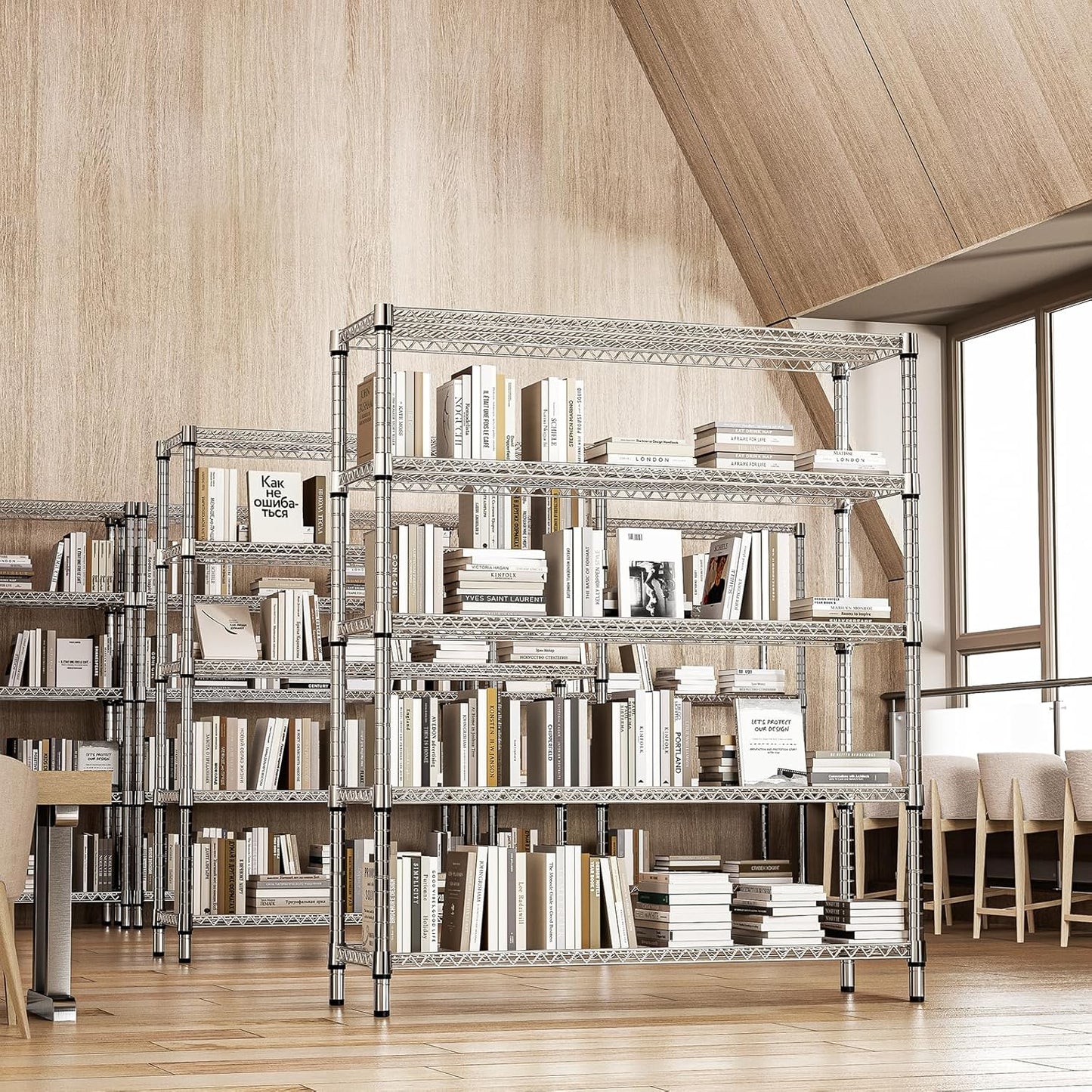 2200 Lbs 5 Tier Storage Rack Metal Wire Shelving Unit, Storage Standing Shelf Organizer for Laundry Bathroom Kitchen Pantry Closet Garage, Chrome 17.7" D x 59.1" W x 70.4" H