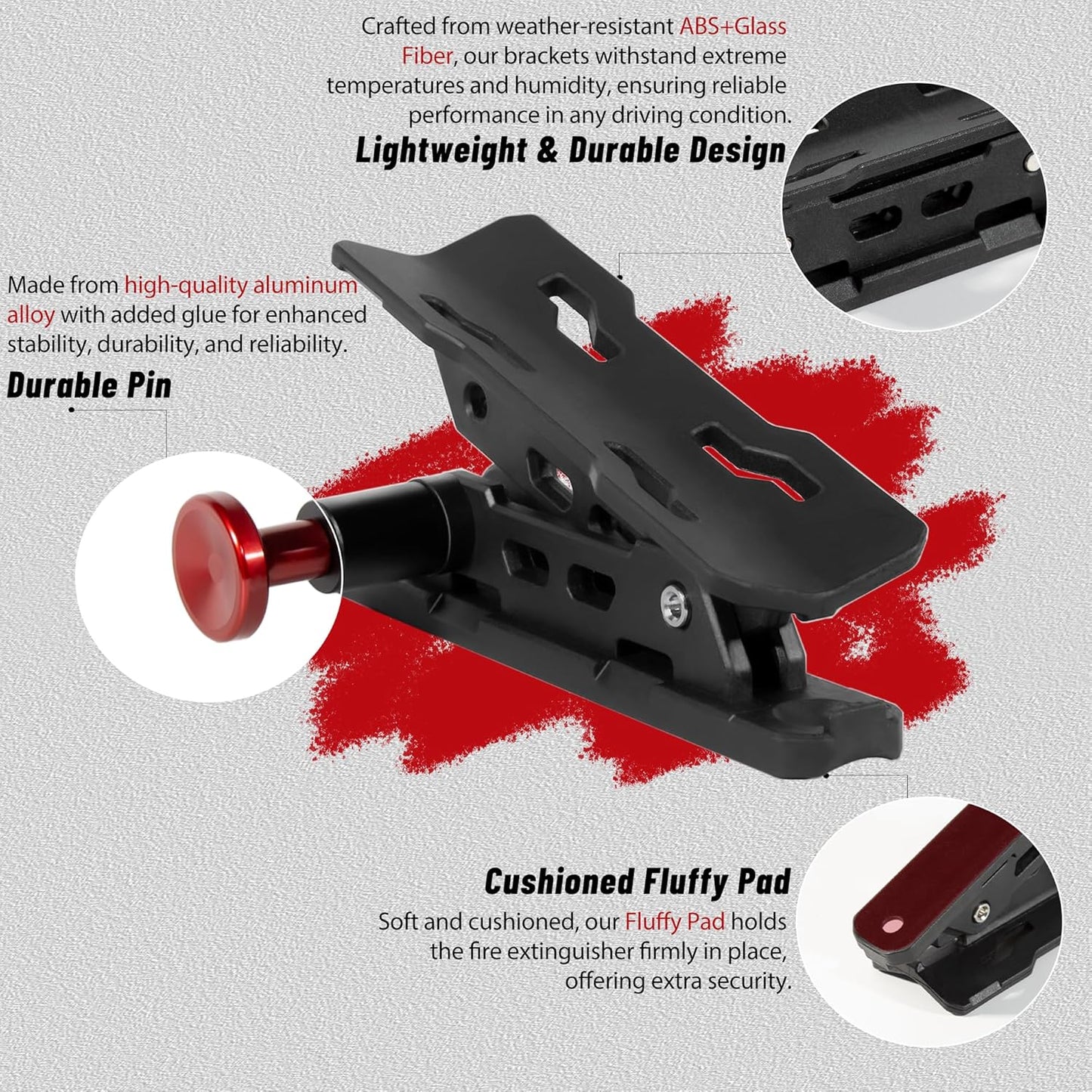 Car Fire Extinguisher Mount Holder - Quick Release Fire Extinguisher Bracket for Jeep Wrangler JT, TJ, JL, JKU, UTV, Polaris RZR, Ranger, Can-Am X3, Yamaha, ATV, Tractor – Corrosion-Resistant