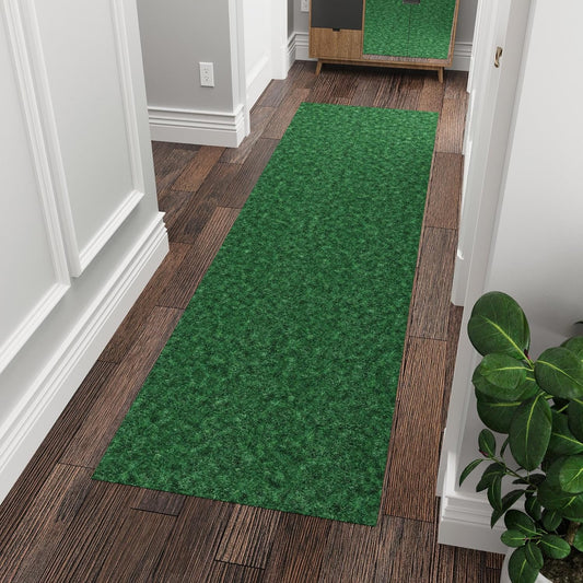 Ottomanson 6'6" x 2' Hallway Runner with Scraper Pile - Extra Durable Non-Slip Rug Mat for Indoor & Outdoor Use - Ideal for Kitchen, Entryway & Garage - High-Traffic Carpet, Green