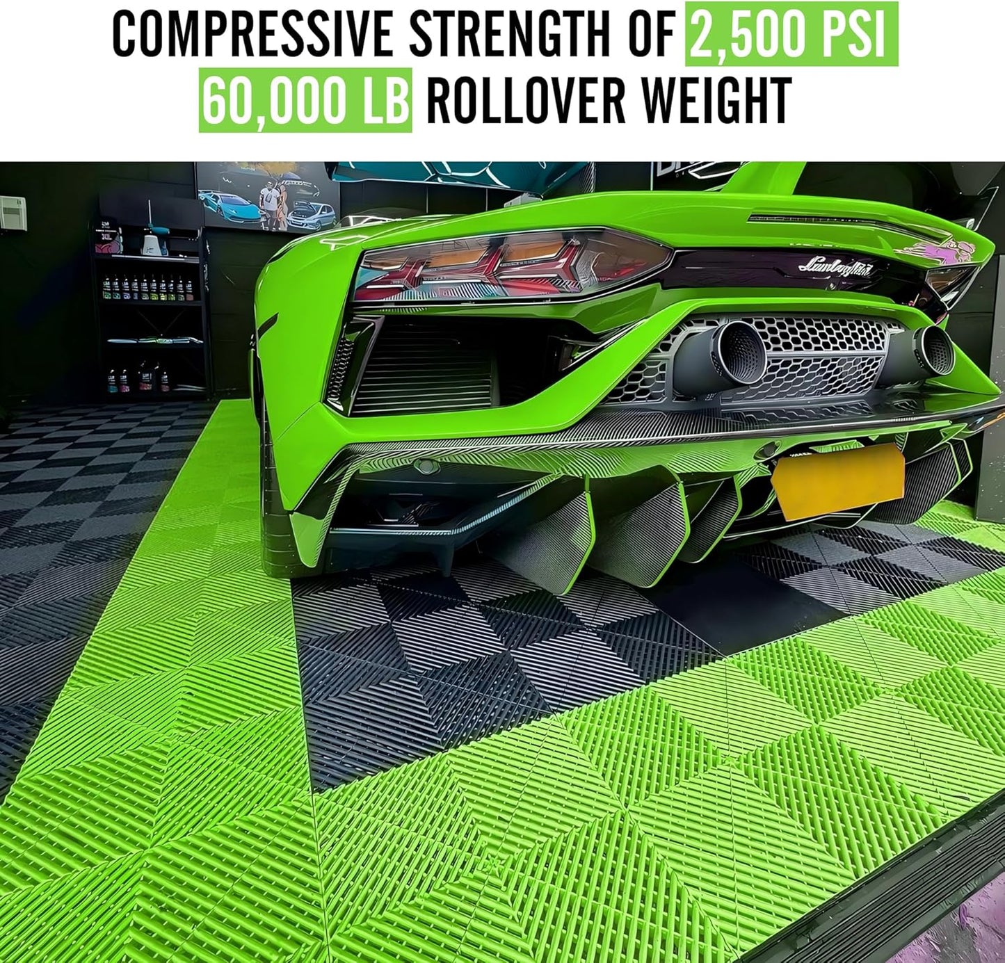 15.7"x15.7" Garage Flooring Tiles, Non-Slip Interlocking Plastic Garage Floor Mat, Garage Organization & Garage Storage, Vented Pattern (Sublime, 25PCS)