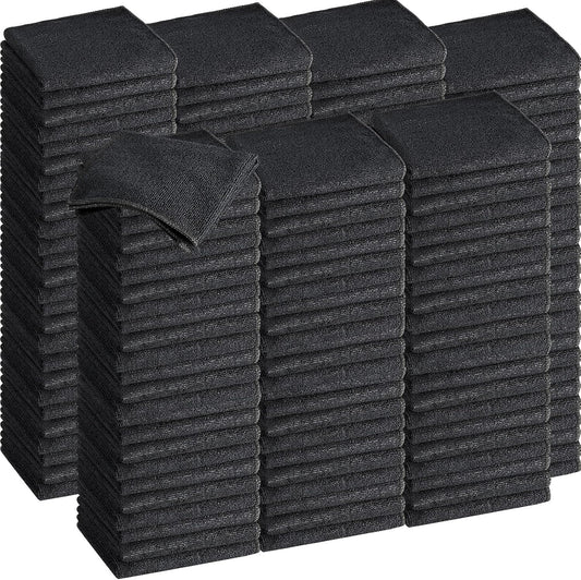 Tenare 100 Pack 12'' x 12'' Microfiber Cleaning Cloths Reusable Cleaning Rags Bulk Microfiber Towels Softer Highly Absorbent Washcloths for House Kitchen Car Window(Black)