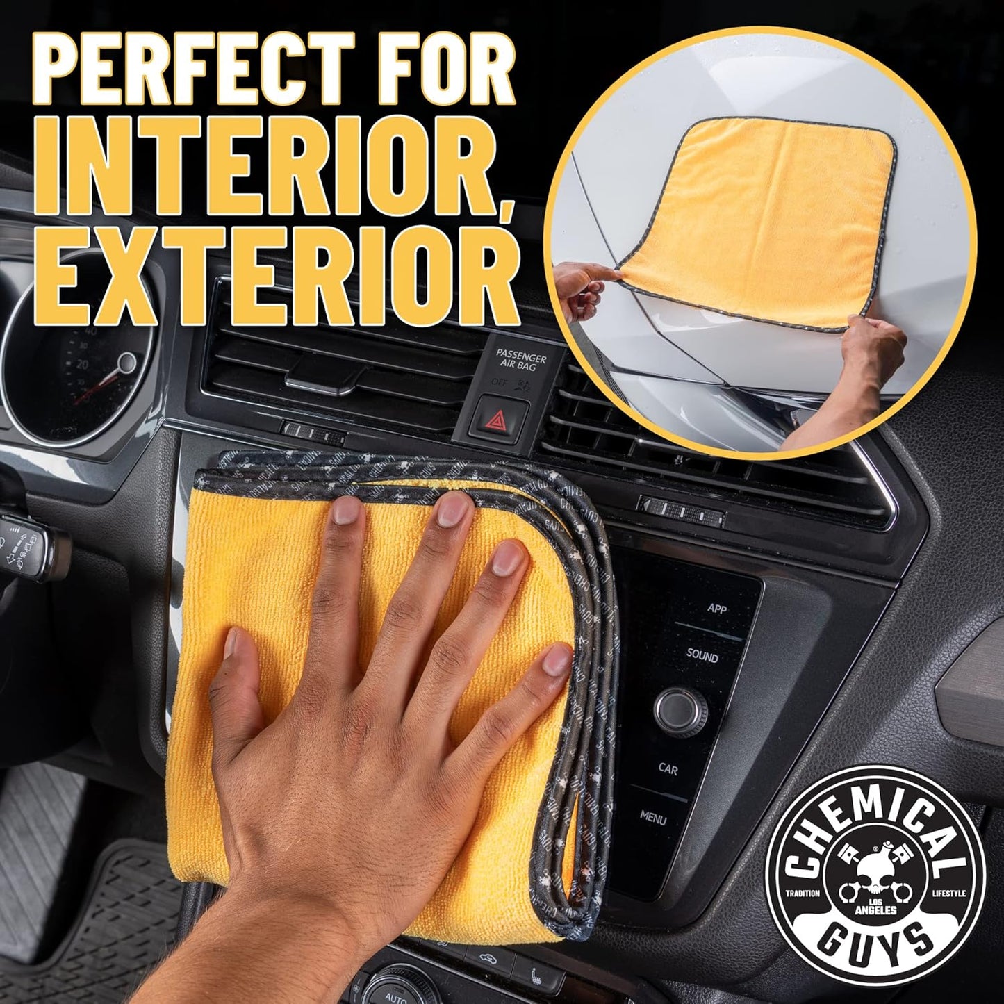 Chemical Guys MIC 506 03 Professional Grade Premium Microfiber Towels, Gold (16 Inch x 16 Inch) (Pack of 3) - Safe for Car Wash, Home Cleaning & Pet Drying Cloths