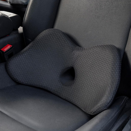 Lumbar Support Pillow for Car, 2 in 1 Memory Foam Lower Back Support Cushion, Fill Bucket Seat and Sciatica Pain Relief Pillow, Back Support Pillow for Car, Office Chair, Wheelchair.