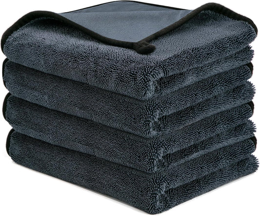 CICMOD Car Drying Towels 35"x24" Large Microfiber Towels for Car Detailing 600 GSM Gray - 4 Pack