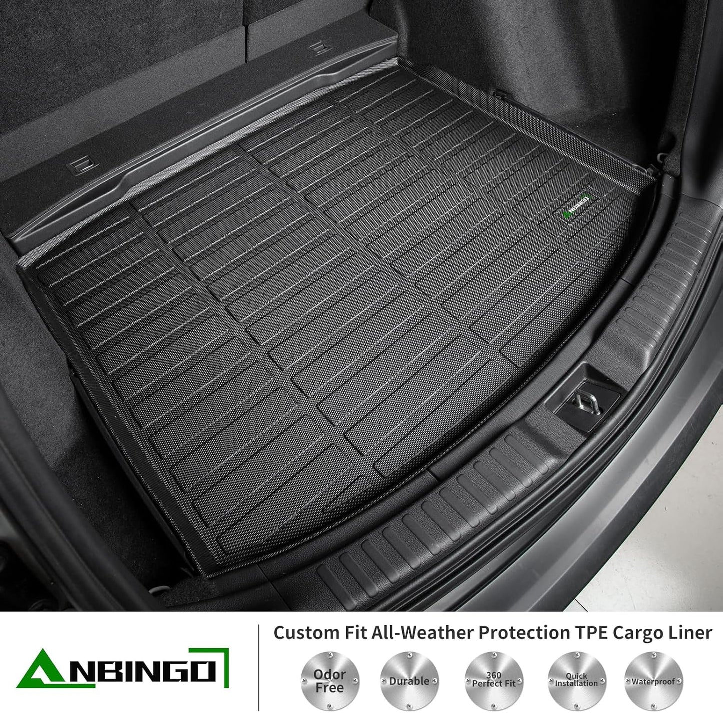 ANBINGO® Cargo Liner Custom for 2023 2024 2025 2026 CR-V (Not Fit for CRV Hybrid) Car Floor Mat (Trunk Mat) Black CRV Accessories, Cargo Tray in Lowest Position