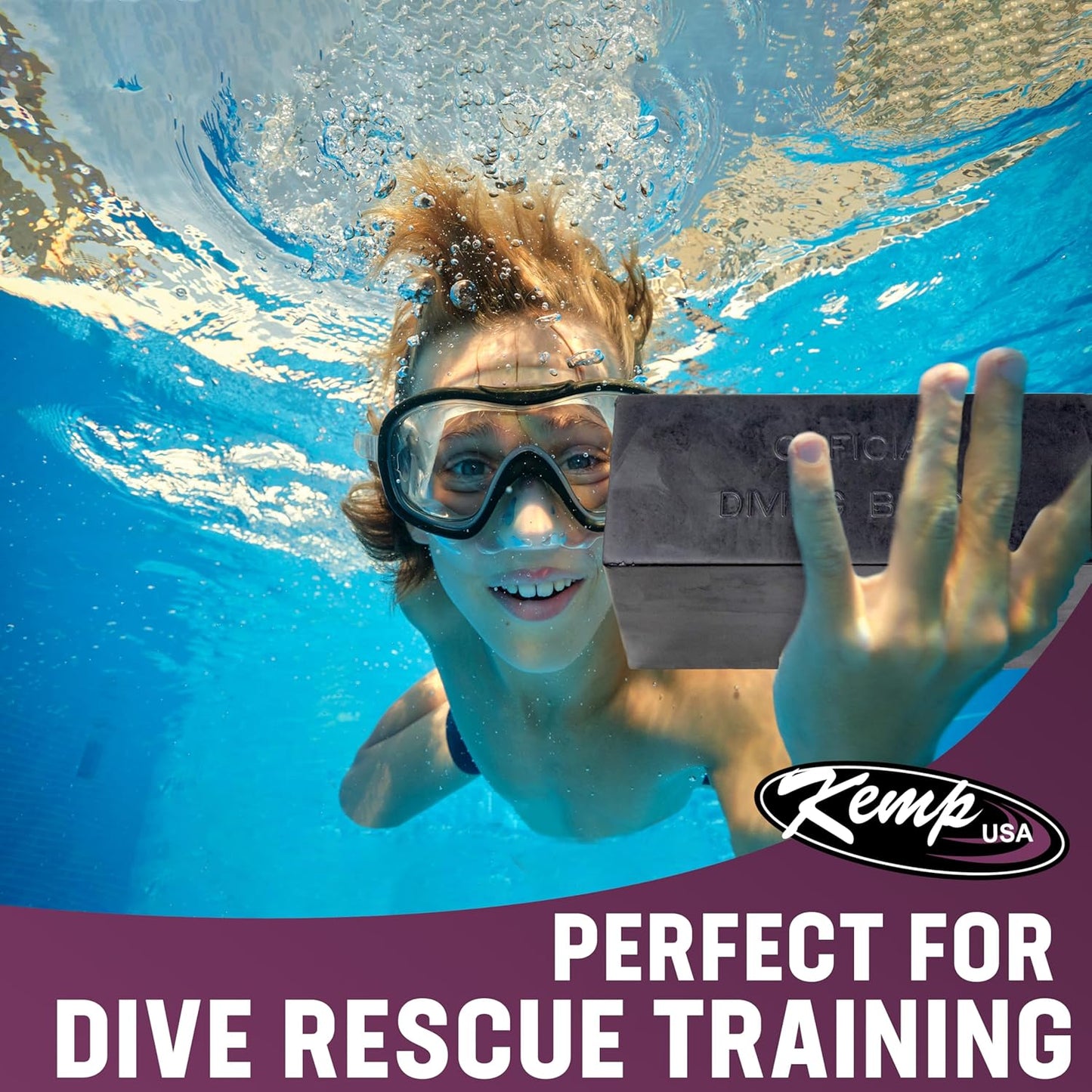 Kemp USA 10 lbs Rubber Diving Brick - Durable Water Brick for Lifeguard Training - Rectangular Dive Weight for Rescue Practice - Ideal Water Bricks for Strength Training - 10x4x4 Inches