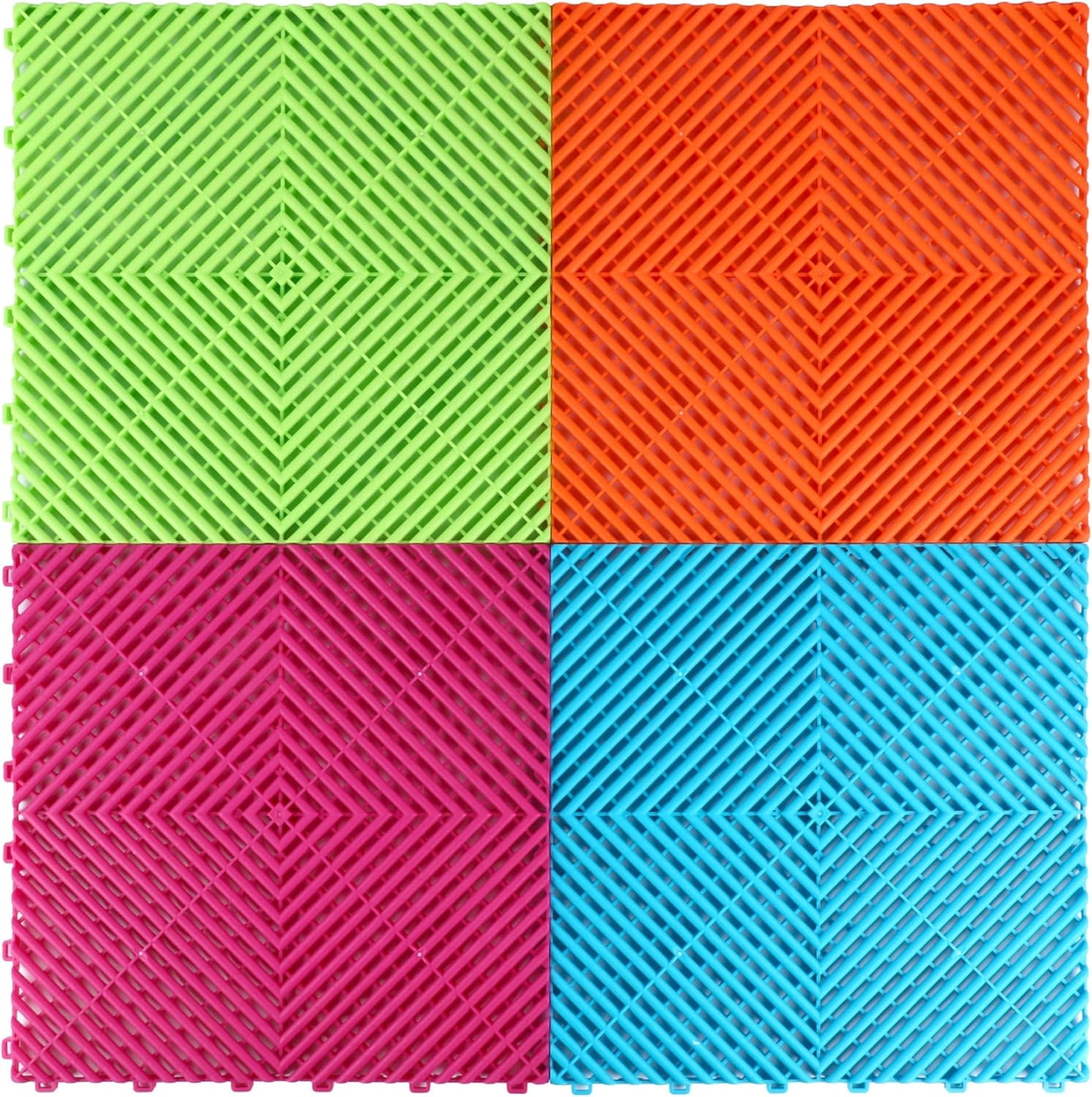 15.7"x15.7" Garage Flooring Tiles, Non-Slip Interlocking Plastic Garage Floor Mat, Garage Organization & Garage Storage, Vented Pattern (Orange, 25PCS)