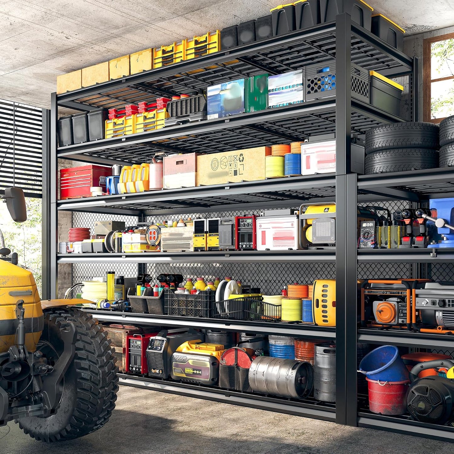 REIBII 60" W Garage Shelving, 2900LBS Storage Shelves, 6 Tier Heavy Duty Shelving, Adjustable Metal Shelving Units and Storage Rack for Warehouse, Pantry, Basement, 60" W x 84" Hx 24" D, 4 Pack