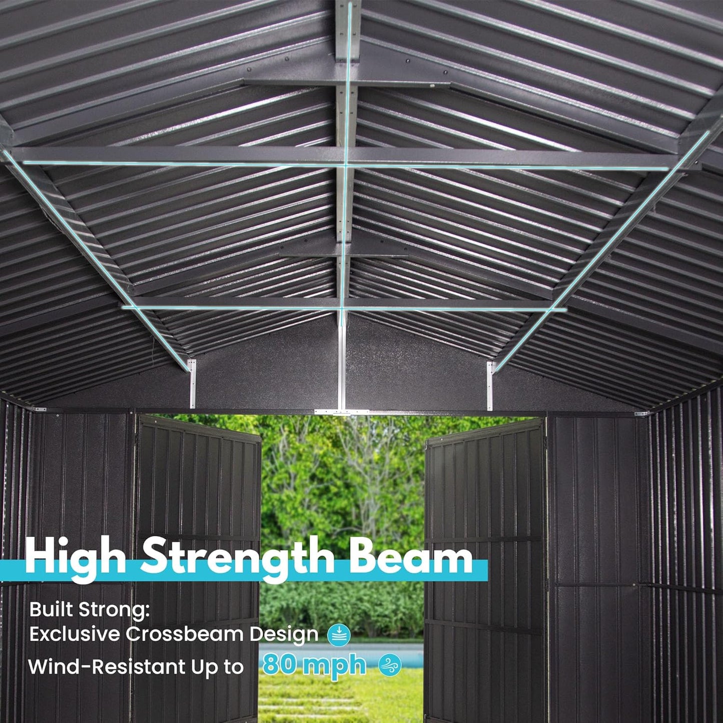 Domi 12'x20' Metal Garage Shed, Heavy Duty Outdoor Steel Carport with Lockable Double, Side Doors, 80MPH Wind and Snow Resistant Enclosed Storage for Cars, Trucks, Motorcycles, Tools, Dark Grey