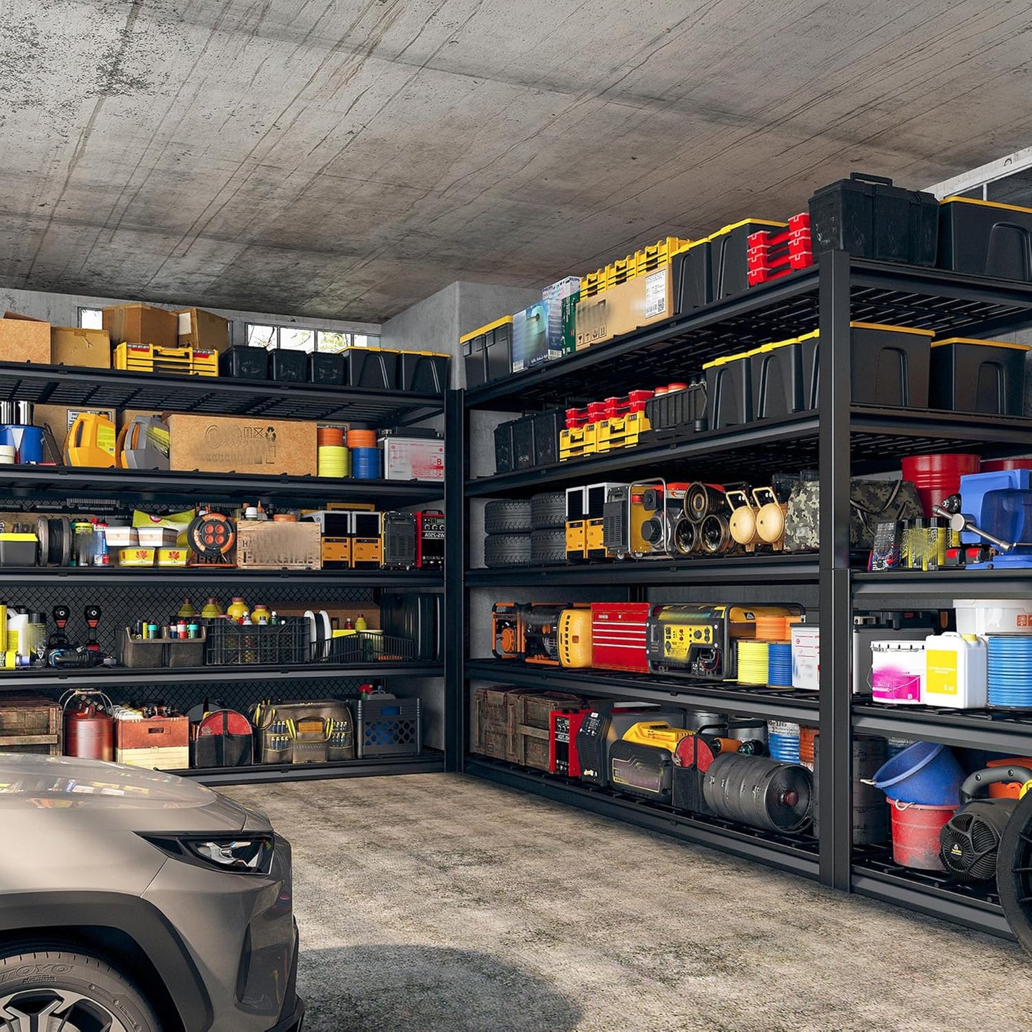 REIBII 60" W Garage Shelving Heavy Duty Metal Shelving 3000LBS Storage Shelves Adjustable Metal Shelves for Storage Industrial Garage Shelves for Warehouse Basement 60" W x 24" D x 72" H 2 Pack