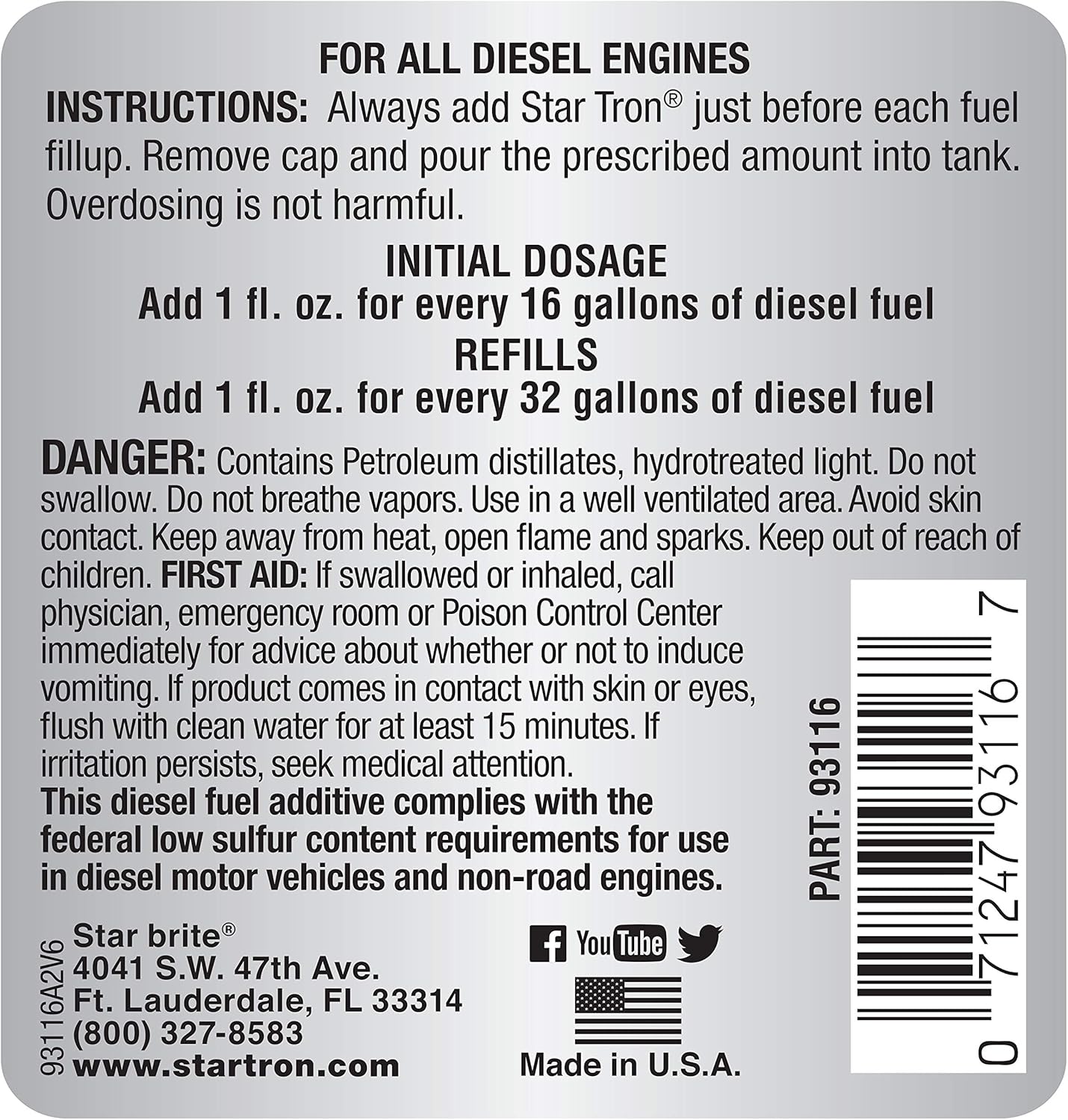 Star Tron Super Concentrated Diesel Formula - Enzyme Fuel Treatment for Enhanced Engine Performance - 1 Oz Treats 32 Gallons - Stabilize & Rejuvenate Diesel, Biodiesel & All Regular Gasoline