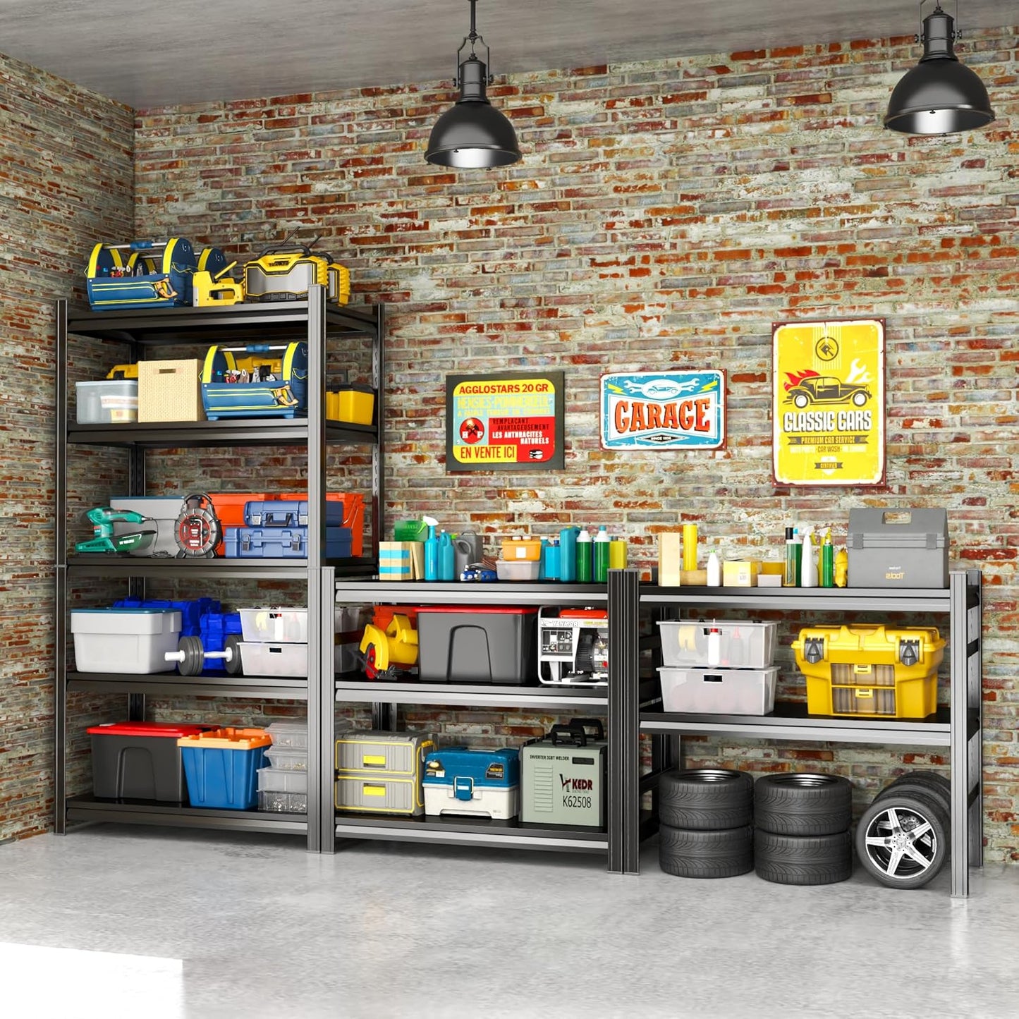 Metal Garage Shelving Unit, Heavy Duty 5-Tier Adjustable Storage Rack, Steel Shelving,2000 lbs Capacity, Industrial Shelves for Heavy Tools and Equipment (5-Tier 71" H x 36" W x 14" D)