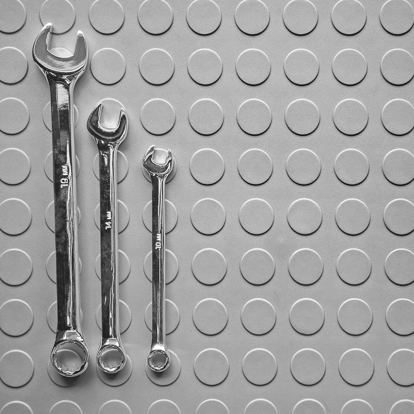 IncStores 2.5mm Thick Commercial-Grade Nitro Roll Garage Floor Mat | Flexible Vinyl Floor Mat for a Stronger and Safer Garage, Workshop, or Trailer | Coin-Top, Stainless Steel, 7.5' x 50'