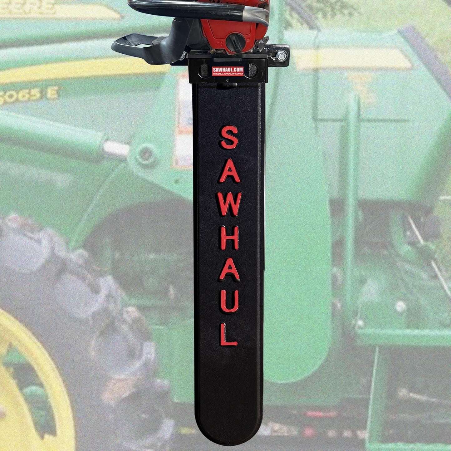 SawHaul Universal Tractor Chainsaw Holder - Made in Kansas USA - Fixed Mount Chainsaw Carrier (28" Red) Compatible w/All Brands