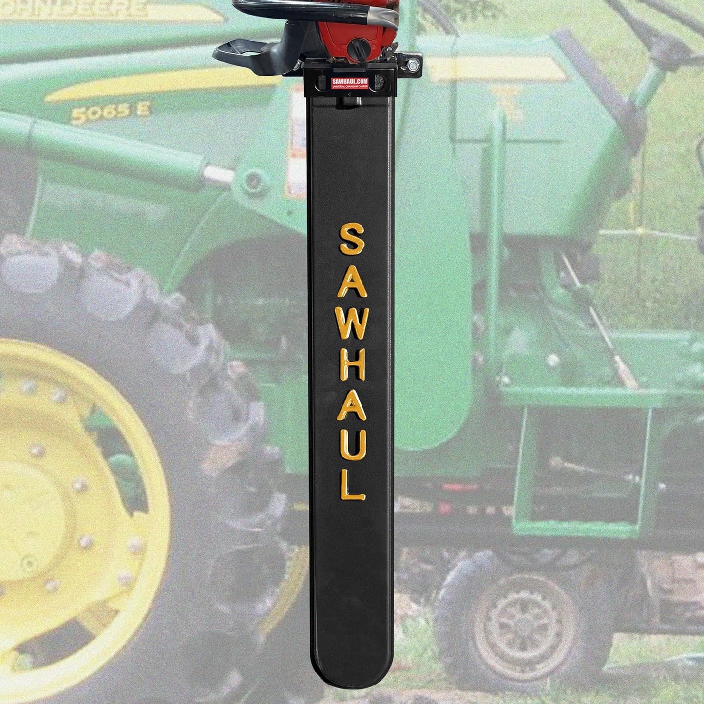 SawHaul Universal Tractor Chainsaw Holder - Made in Kansas USA - Fixed Mount Chainsaw Carrier (36" Yellow) Compatible w/All Brands